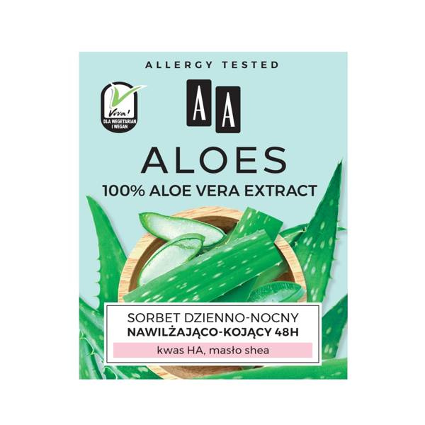 AA Aloes 100% Aloe Vera Extract Hydro Sorbet Sorbet Dzienno-nocny Nawilżająco-kojący 48h 50ml